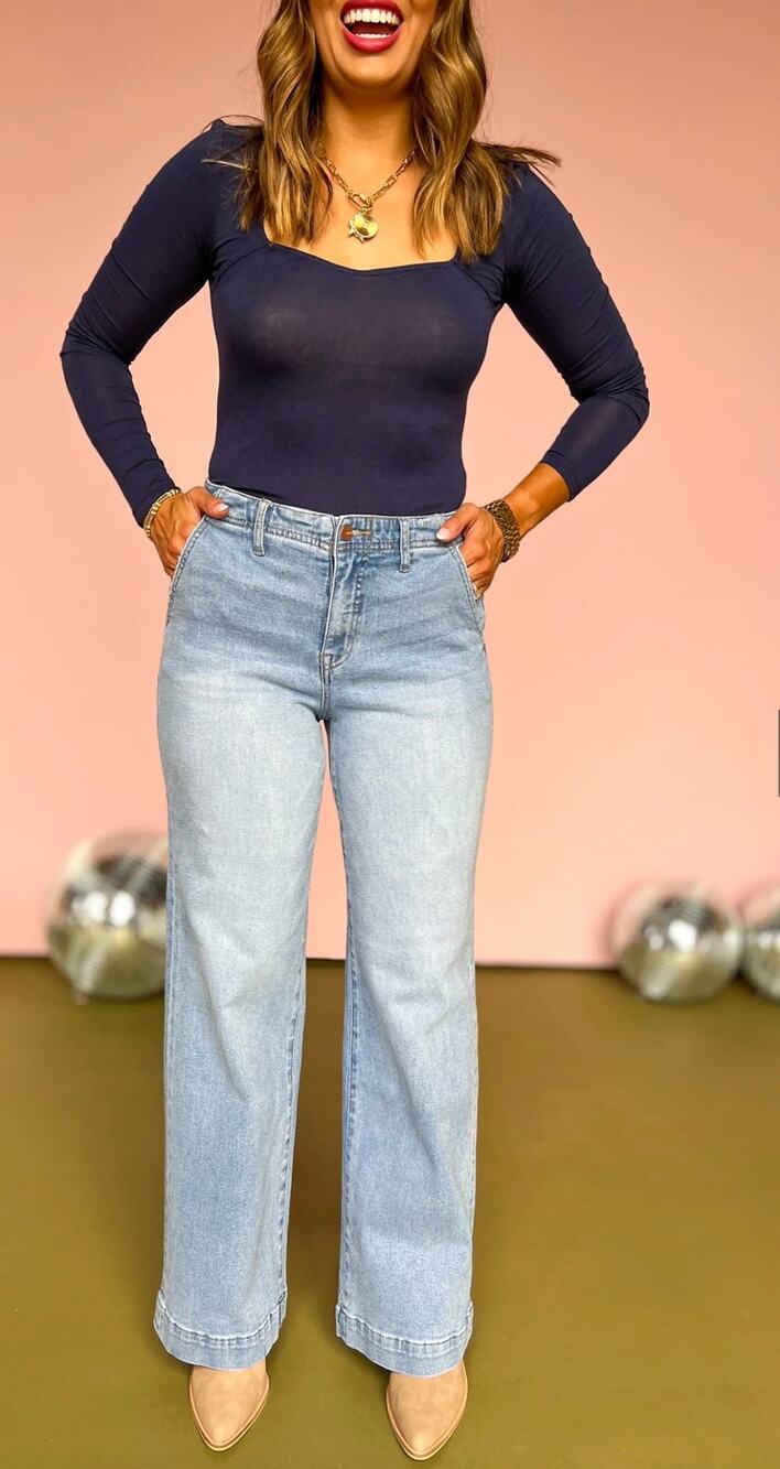 Mica high rise wide leg slant pocket jeans
